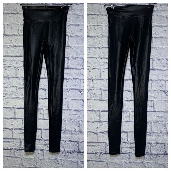Spanx faux leather leggings black size xs tall - Picture 3 of 15